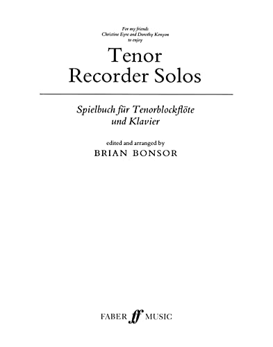 Stock image for Tenor Recorder Solos: Parts (Faber Edition) for sale by GF Books, Inc.