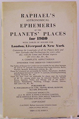 Beispielbild fr Raphael's Astronomical Ephemeris of the Planets' Places zum Verkauf von ThriftBooks-Atlanta