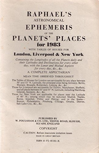 Stock image for Raphael's Astronomical Ephemeris of the Planets' Places for sale by Blackwell's