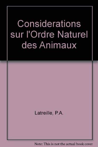 Considerations Generales Sure L-Ordre Naturel Des Animaux