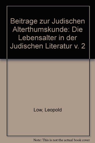 9780576809962: Die Lebensalter in der Judischen Literatur (v. 2)