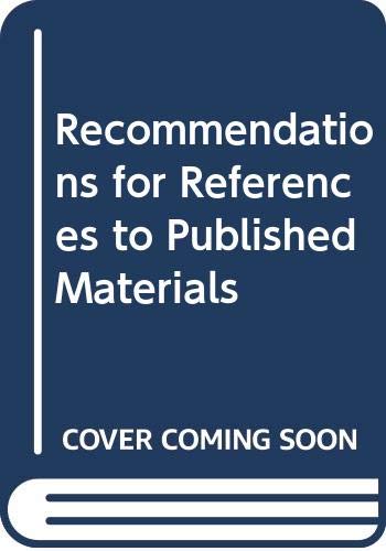 9780580162039: Recommendations for References to Published Materials
