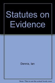 Beispielbild fr Statutes on Evidence zum Verkauf von AwesomeBooks