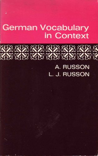 German Vocabulary in Context (9780582361676) by Russon, A.; Russon, L. J.