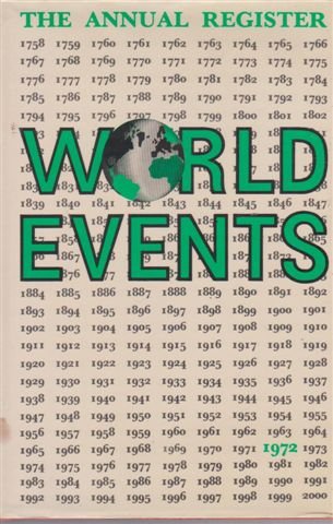 Beispielbild fr Annual Register of World Events 1972 zum Verkauf von Anybook.com