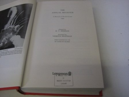 Beispielbild fr The Annual Register of World Events 1986 zum Verkauf von Cambridge Rare Books