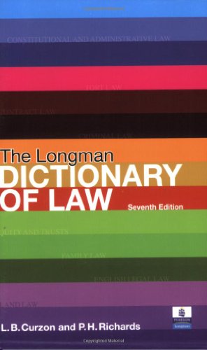 Longman's Dictionary of Law (9780582894266) by Curzon, Leslie B.; Richards, Paul H.