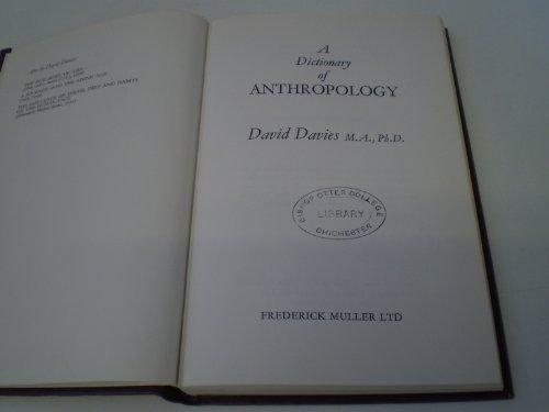Imagen de archivo de A Dictionary of Anthropology a la venta por G W Jackson
