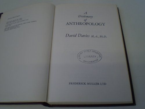 A Dictionary of Anthropology (9780584100648) by David Michael Davies