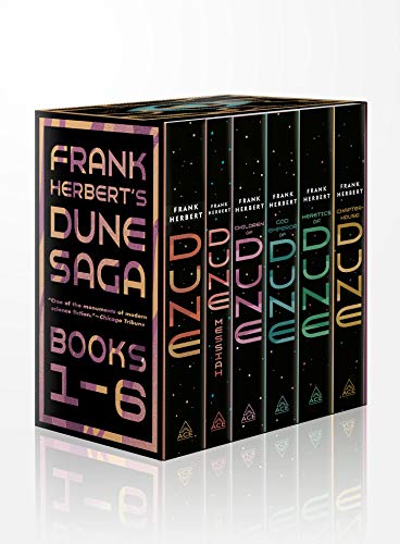 Stock image for Frank Herberts Dune Saga 6-Book Boxed Set: Dune Dune Messiah Children of Dune God Emperor of Dune Heretics of Dune and Chapterhouse: Dune for sale by Greenpine Books