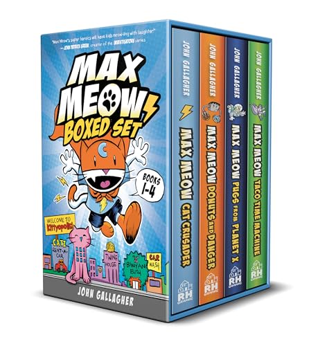 Immagine dell'editore per Max Meow Boxed Set: Welcome to Kittyopolis: Cat Crusader / Donuts and Danger / Pug From Planet X / Taco Time Machine venduto da Revaluation Books