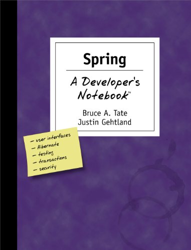 Spring: A Developer's Notebook (9780596009106) by Tate, Bruce; Gehtland, Justin