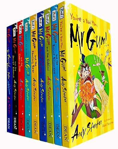 Stock image for Mr Gum Collection Andy Stanton 9 Books Set (Biscuit Billionaire, Cherry Tree, Dancing Bear, Goblins, The Power Crystals, Whats for Dinner, Secret Hideout, Hound of Lamonic Bibber, You are a Bad Man) for sale by Revaluation Books