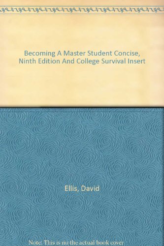 Becoming a Master Student (9780618011902) by Ellis, David