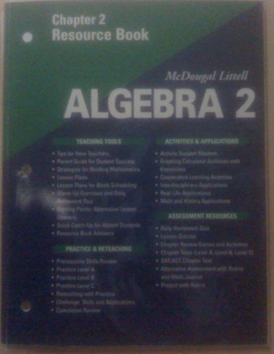 Stock image for McDougal Littell Algebra 2: Resource Book: Chapter 2 for sale by OwlsBooks
