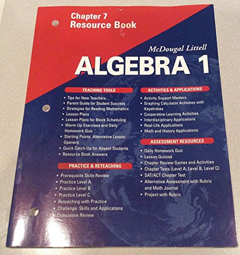 Beispielbild fr McDougal Littell Algebra 1: Resource Book: Chapter 7 zum Verkauf von HPB-Red