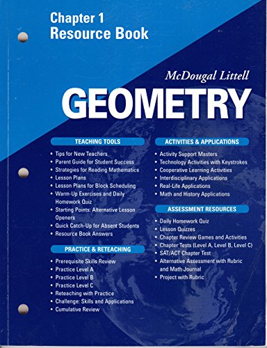 Imagen de archivo de McDougal Littell - Geometry - Chapter 1 Resource Book a la venta por Goodwill Southern California