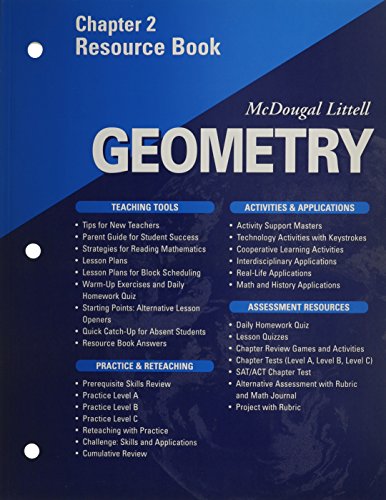 Imagen de archivo de McDougal Littell - Geometry - Chapter 2 Resource Book a la venta por Jenson Books Inc