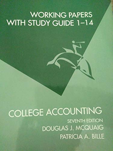 Beispielbild fr College Accounting Working Papers 1 To 14, Seventh Edition zum Verkauf von SecondSale