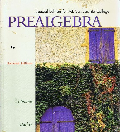 9780618029587: Prealgebra (Special Edition for Mt. San Jacinto College)
