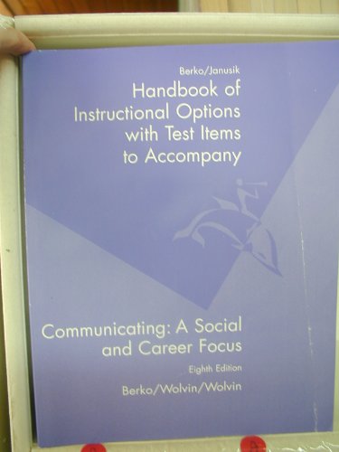 Stock image for handbook of instructional options with test items to accompany. communicating: a sozial and career focus (englischcsprachige ausgabe) for sale by alt-saarbrcker antiquariat g.w.melling