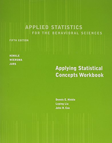 Beispielbild fr Workbook for Hinkle/Wiersma/Jurs' Applied Statistics for the Behavioral Sciences, 5th zum Verkauf von BooksRun