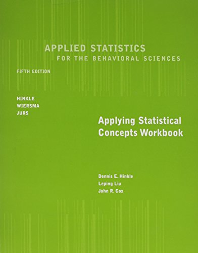 Imagen de archivo de Workbook for Hinkle/Wiersma/Jurs' Applied Statistics for the Behavioral Sciences, 5th a la venta por Nationwide_Text