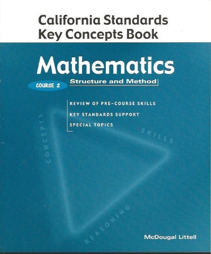 Imagen de archivo de Structure & Method Key Concepts Book Course 2 Grades 9-12: McDougal Littell Structure & Method California (Brown Alg S+m 1+2 90-01) a la venta por HPB-Red