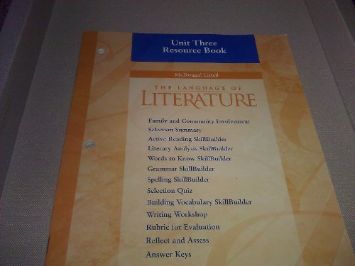 Stock image for McDougal Littell Language of Literature: Resource Book Unit 3 Grade 6 for sale by HPB-Red