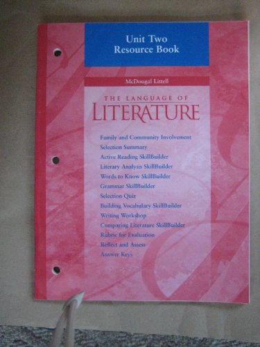 Beispielbild fr McDougal Littell Language of Literature : Resource Book Unit 2 Grade 7 zum Verkauf von Better World Books