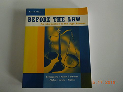 Stock image for Before the Law An Introduction for sale by SecondSale