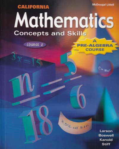 Beispielbild fr Pre-Algebra: Mathematics Concepts and Skills Course 2 California zum Verkauf von Virginia Martin, aka bookwitch