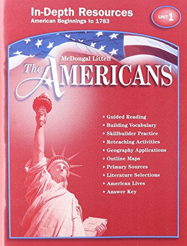 Stock image for The Americans In-Depth Resources Unit 1 American Beginnings to 1783 for sale by Decluttr