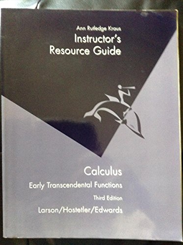 Stock image for Calculus: Early Transcendental Functions; Instructor's Resource Guide , 3rd Ed. for sale by Reader's Corner, Inc.