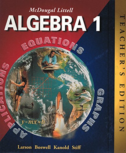 Stock image for McDougal Littell Algebra 1: Applications, Equations, Graphs, Teacher's Edition for sale by Irish Booksellers