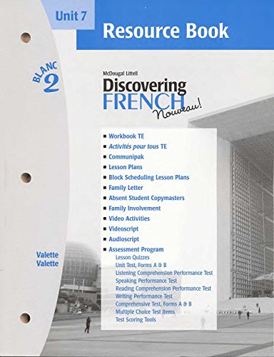 Stock image for Discovering French Nouveau (Unit 7 Resource Book, Blanc 2) for sale by HPB-Red