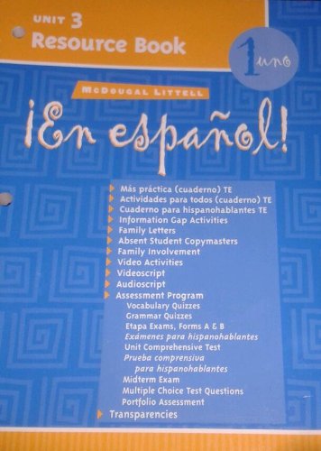 9780618304349: En Espaol, Unit 3, Level 1: Resource Book (Mcdougal Littell en Espaol!)