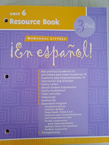 Stock image for !En Espanol! Level 3: Unit 6 Resource Book With Answer Keys (2004 Copyright) for sale by ~Bookworksonline~