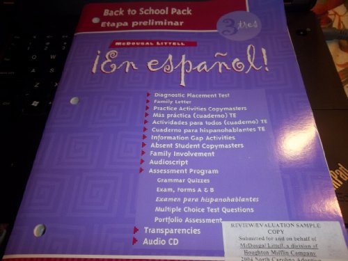 9780618334773: ?En espa?ol!: Back-to-School Pack Level 3 (Spanish Edition)