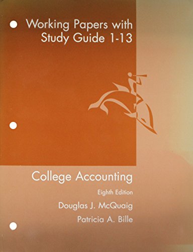 Beispielbild fr College Accounting: Working Papers with Study Guide 1-13 zum Verkauf von ThriftBooks-Atlanta