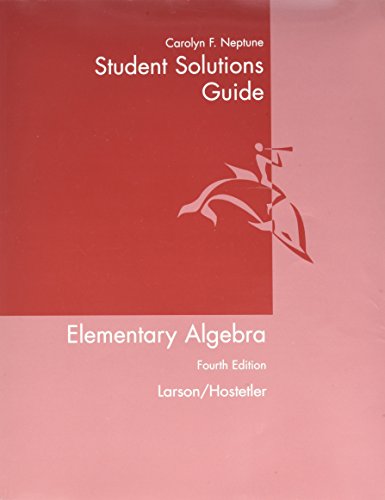 9780618388196: Student Solutions Guide for Larson/Hostetler’s Elementary Algebra, 4th