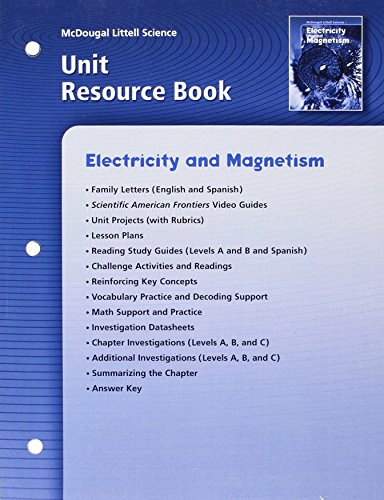 9780618406395: McDougal Littell Science: Unit Resource Book Grades 6-8 Electricity and Magne...