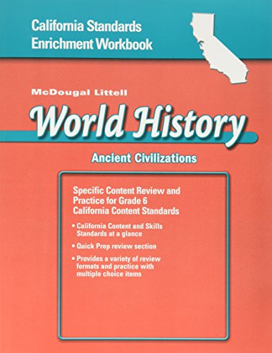Imagen de archivo de McDougal Littell World History California: Standards Enrichment Workbook Grade 6 Ancient Civilizations a la venta por BEST_TEXTBOOKS_DEALS