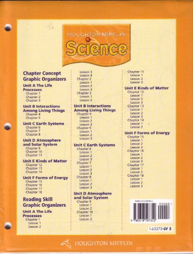 Beispielbild fr Houghton Mifflin Science Grade Level 5 Chapter Concept and Reading Skill. zum Verkauf von Nationwide_Text