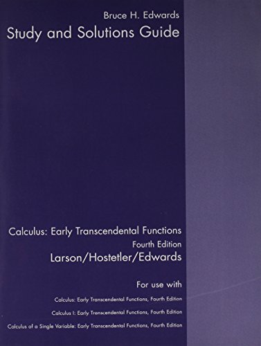 Stock image for Student Study Guide, Volume 1 for Larson/Hostetler/Edwards' Calculus: Early Transcendental Functions, 4th for sale by Wonder Book