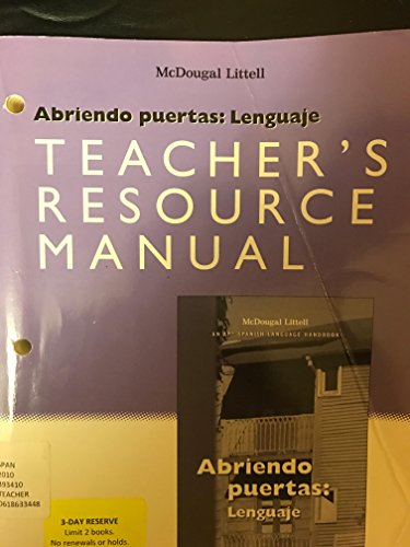 Stock image for Abriendo puertas: ampliando pespectivas: Teacher's Resource Manual Grades 6-12 for sale by HPB-Movies