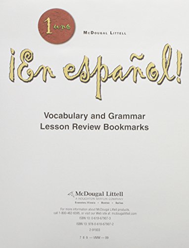 9780618679072: En Espanol! (Vocabulary and Grammar Lesson Review Bookmarks)