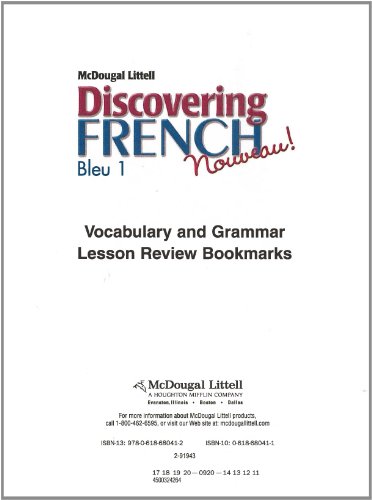 Stock image for Discovering French, Nouveau!: Lesson Review Bookmarks Bleu Level 1 (French Edition) for sale by The Book Cellar, LLC