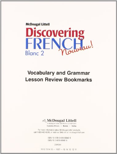 Stock image for Discovering French, Nouveau! : Lesson Review Bookmarks Blanc Level 2 for sale by Better World Books