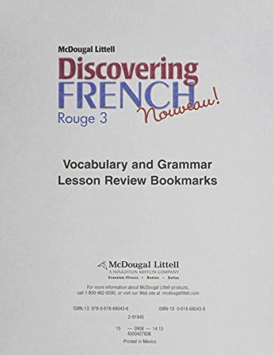 Stock image for Discovering French, Nouveau! : Lesson Review Bookmarks Rouge Level 3 for sale by Better World Books